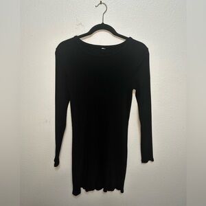 Plain Black Knit long sleeve bodycon dress